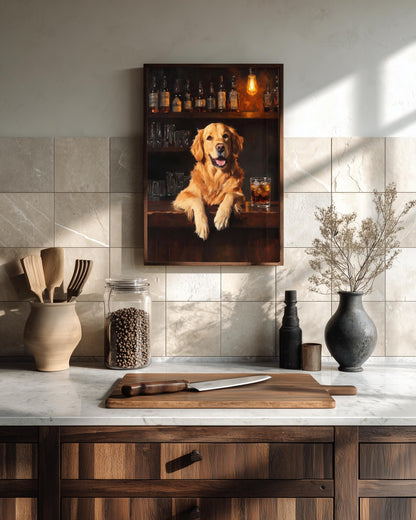 Golden Retriever Whiskey Wall Art Framed Canvas — view 15 of 20