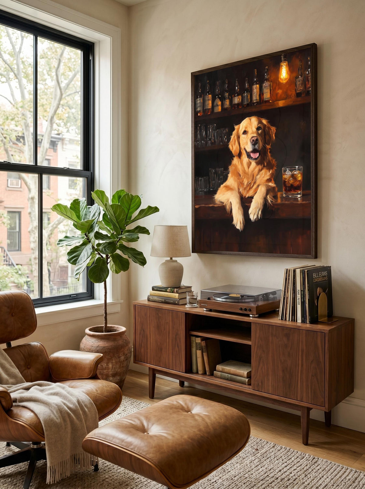 Golden Retriever Whiskey Wall Art Framed Canvas — view 9 of 20
