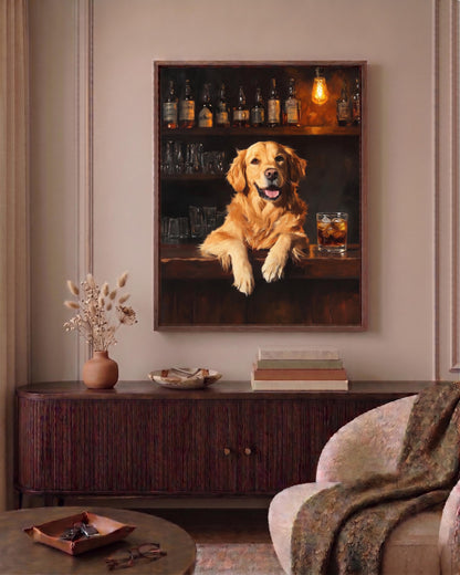 Golden Retriever Whiskey Wall Art Framed Canvas — view 17 of 20
