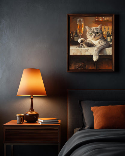 Champagne Cat Art Framed Canvas — view 9 of 19