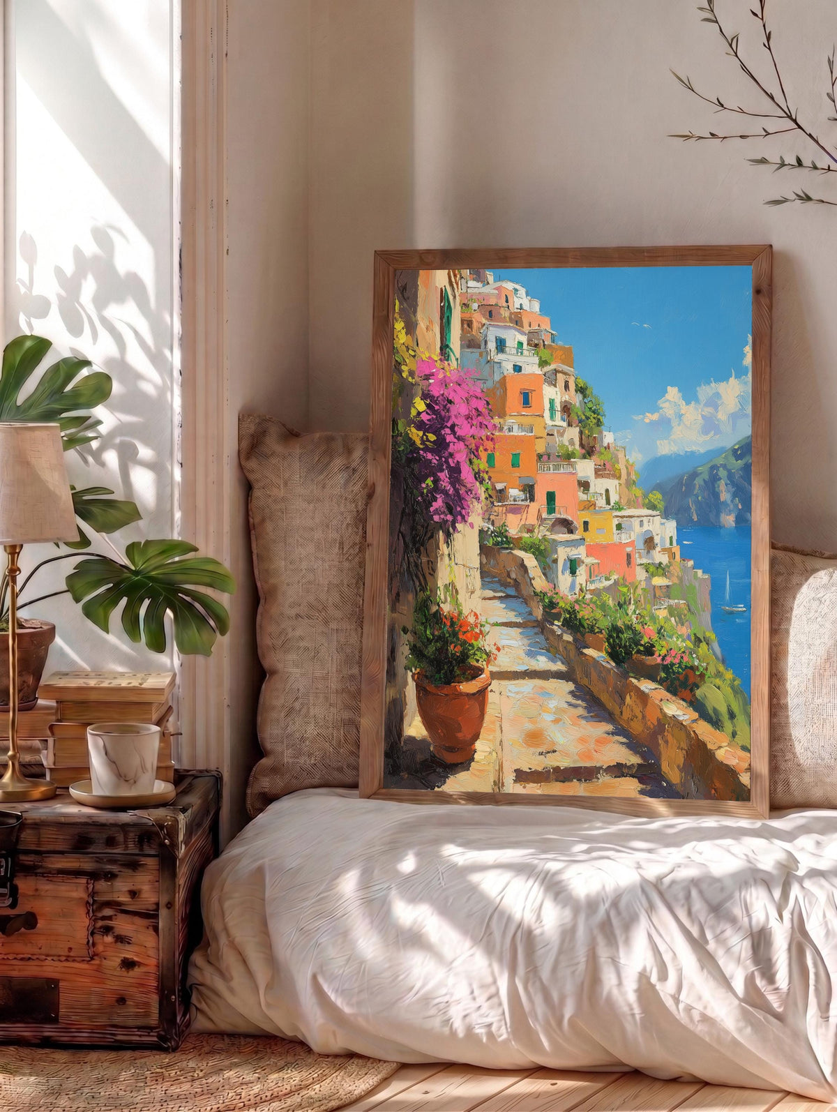 Amalfi Coast framed canvas printed on cotton canvas and framed in solid wood