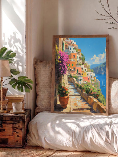 Amalfi Coast framed canvas printed on cotton canvas and framed in solid wood