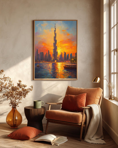 Dubai framed canvas hand-framed in solid wood, ready to hang