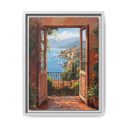 Open Window wall art framed canvas print in a white wood frame