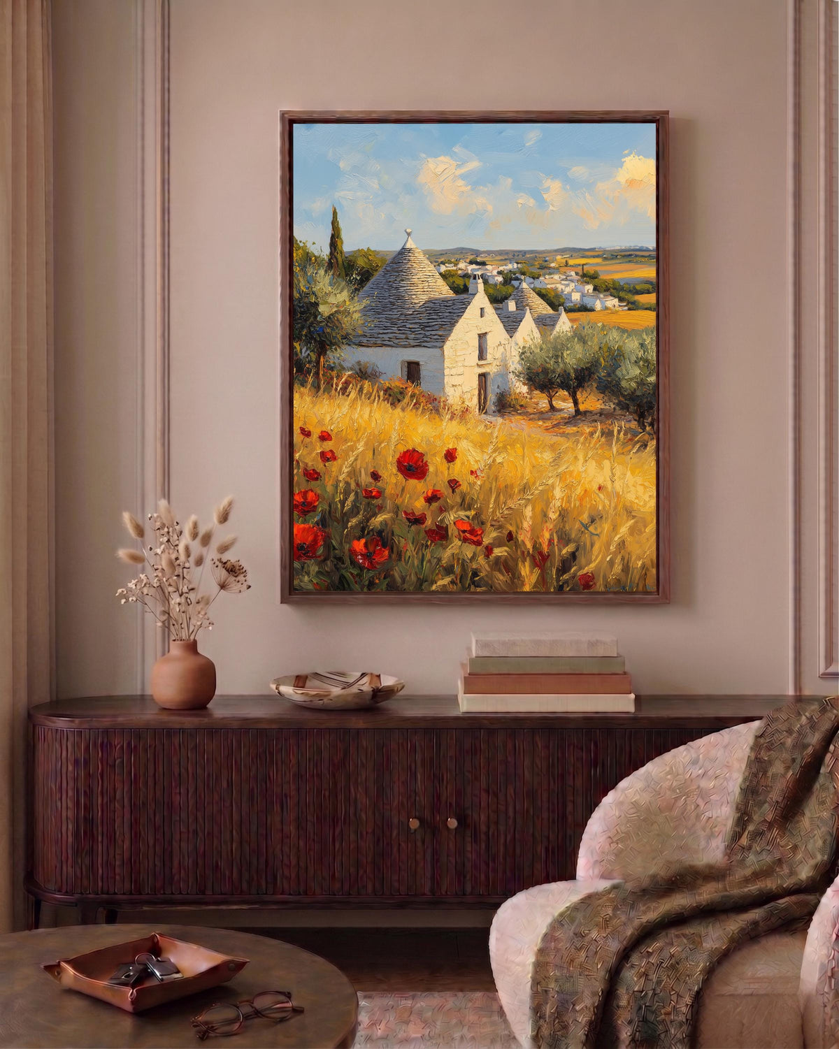 Oil-painting style Italian countryside print on cotton canvas, made to order