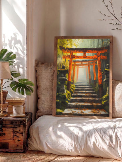Japan canvas print on cotton canvas, hand-framed in solid wood and ready to hang