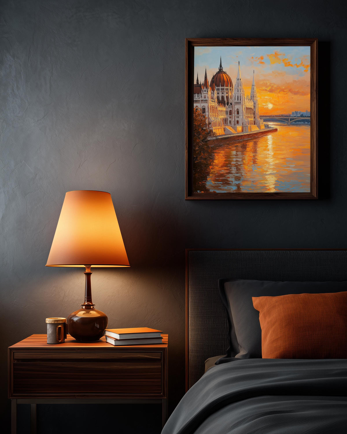 Oil-painting style Parliament spires printed on cotton canvas, made to order