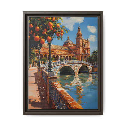 Seville wall art framed canvas print in an espresso wood frame