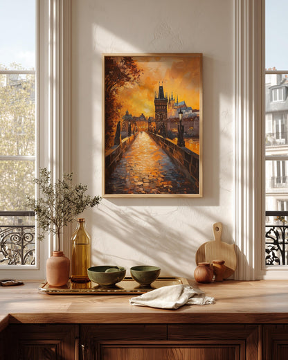Charles Bridge framed canvas printed on cotton canvas, ready to hang
