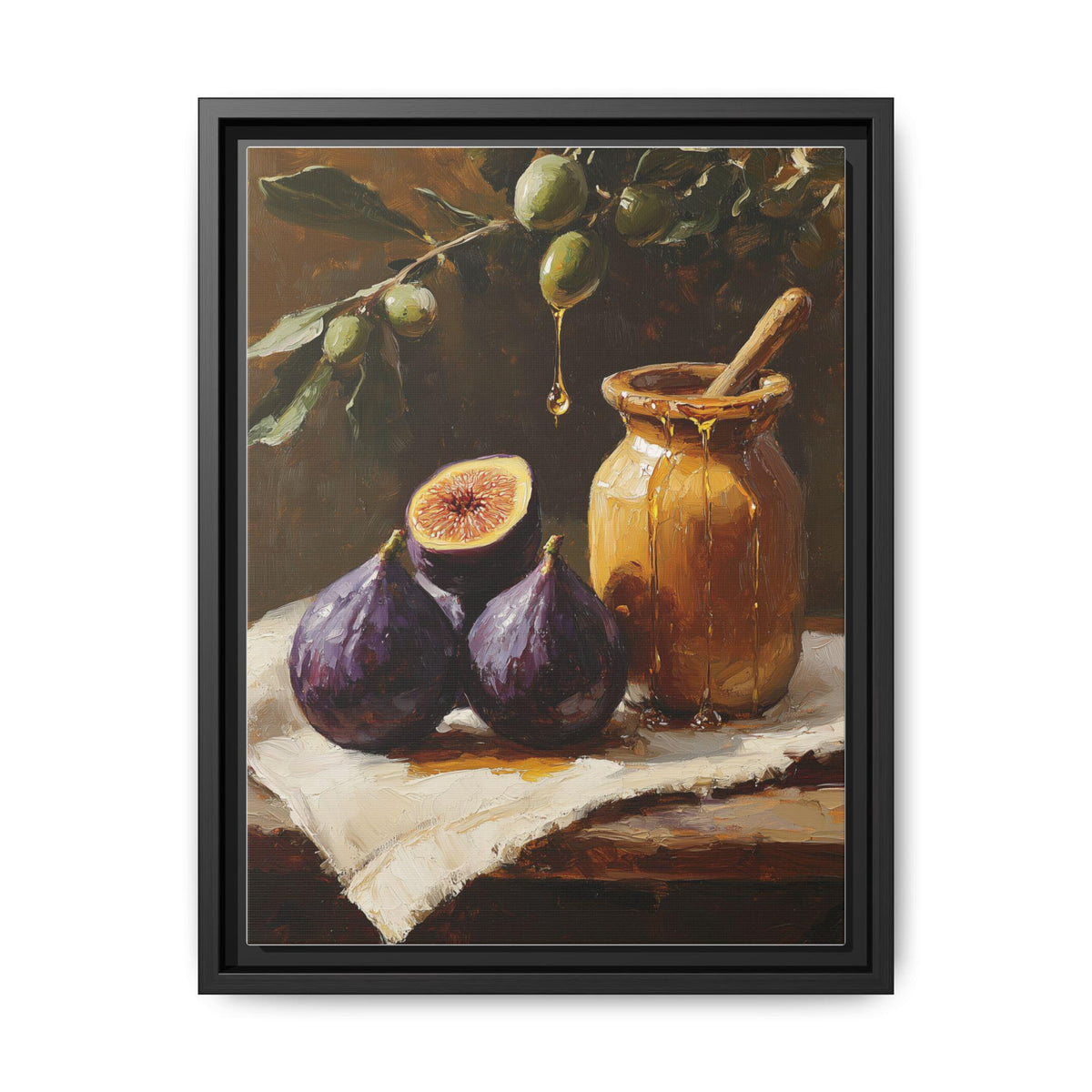 Fig wall art framed canvas print in a black wood frame