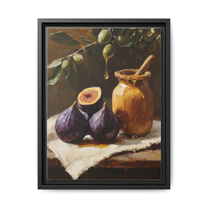 Fig wall art framed canvas print in a black wood frame