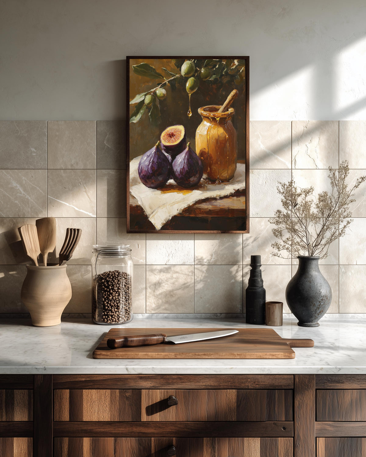 Fig canvas print on cotton canvas, hand-framed in solid wood and ready to hang