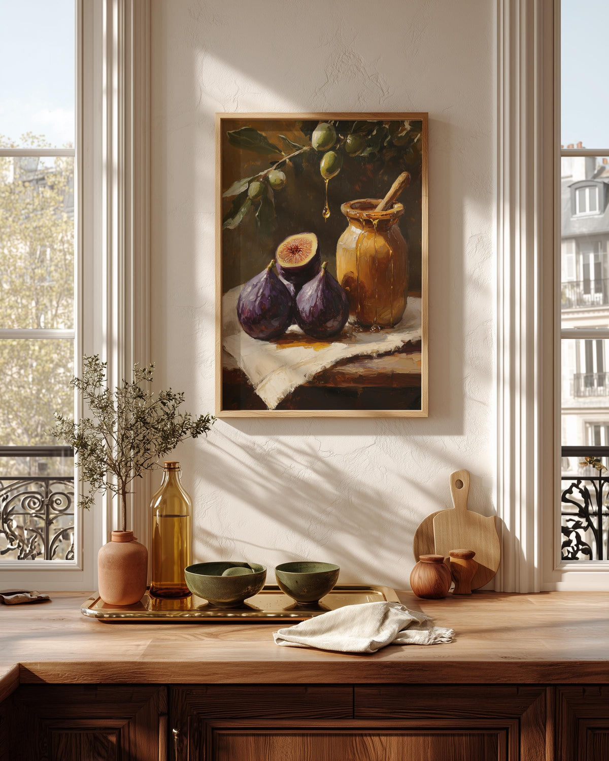 Painterly kitchen fruit study for a food lover, made to order framed canvas