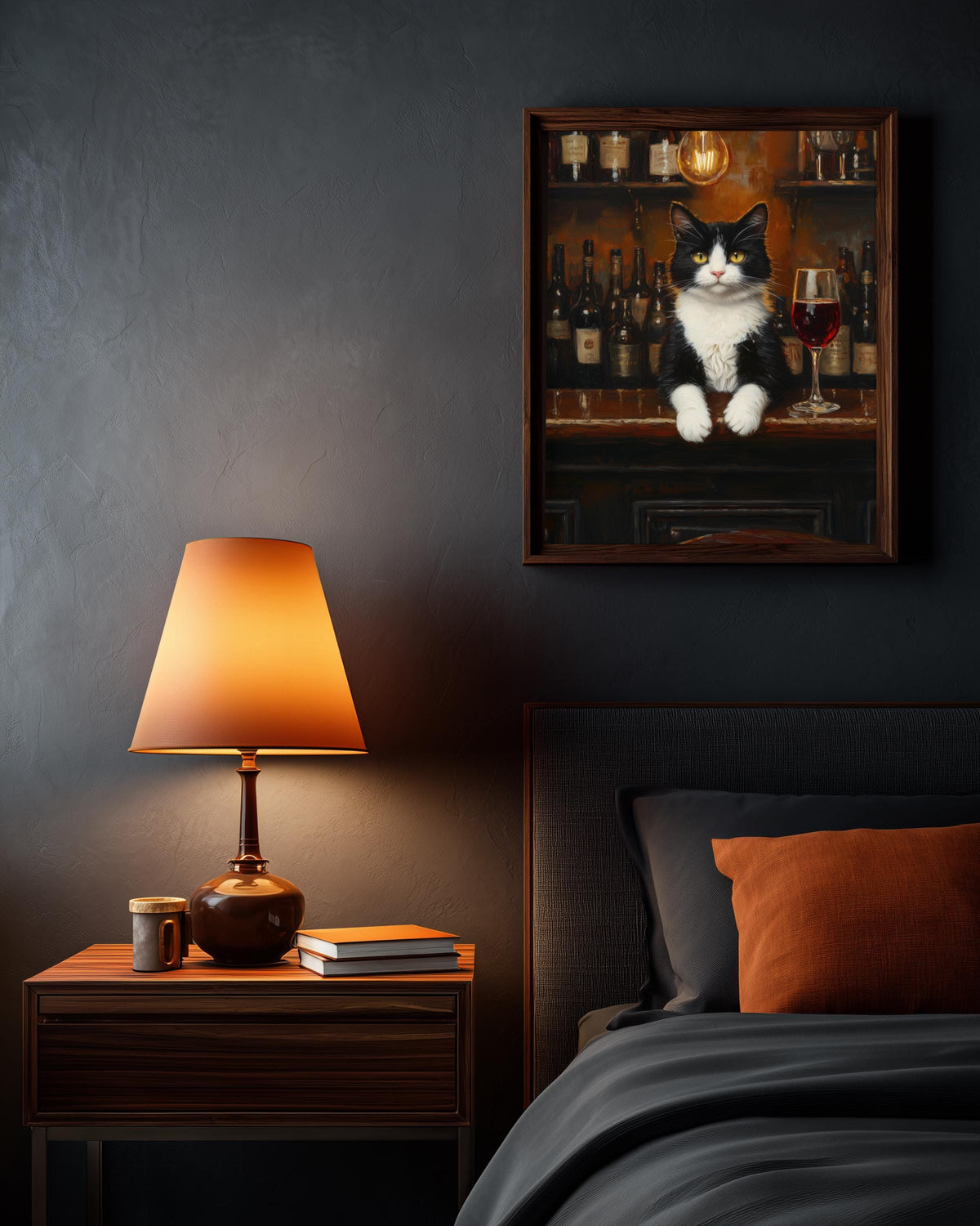 Tuxedo Cat Wine Bar Framed Canvas — view 15 of 20