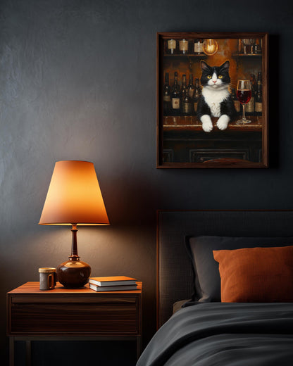 Tuxedo Cat Wine Bar Framed Canvas — view 15 of 20