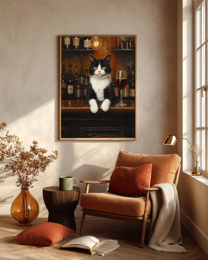 Tuxedo Cat Wine Bar Framed Canvas — view 6 of 20