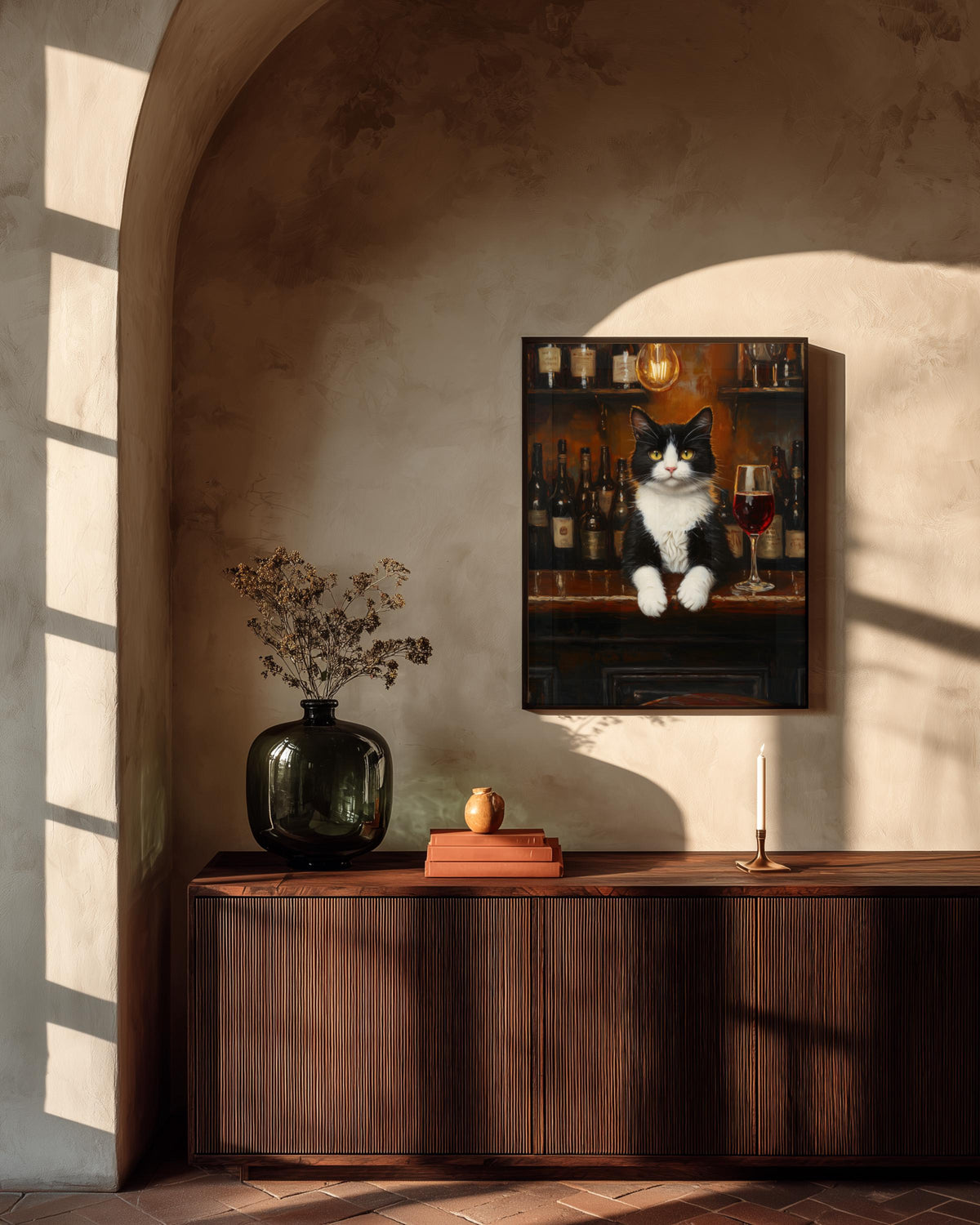 Tuxedo Cat Wine Bar Framed Canvas — view 10 of 20