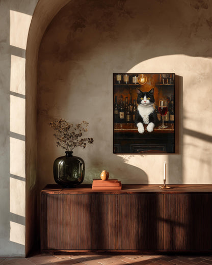 Tuxedo Cat Wine Bar Framed Canvas — view 10 of 20