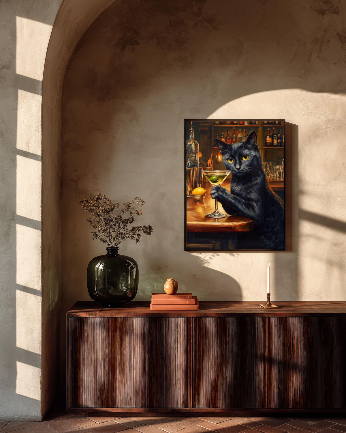 Black Cat Martini Framed Canvas — view 13 of 20