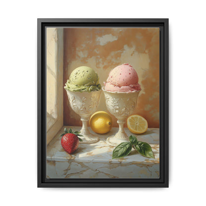 Gelato wall art framed canvas print in a black wood frame