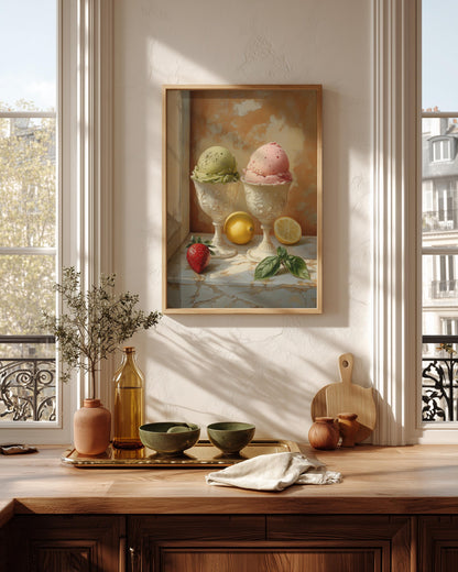 Italian ice cream canvas print on cotton canvas, hand-framed in solid wood
