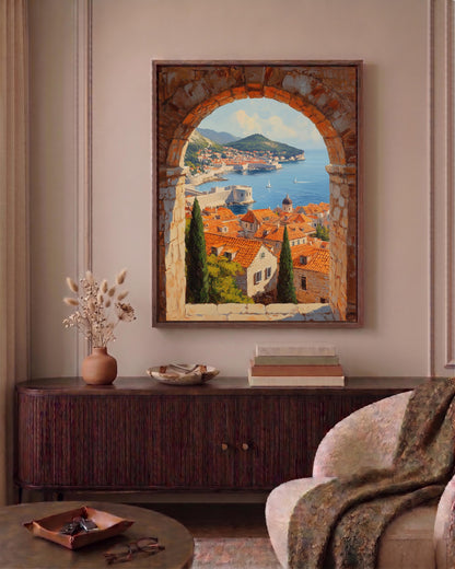 Dubrovnik framed canvas printed on cotton and hand-framed in solid wood