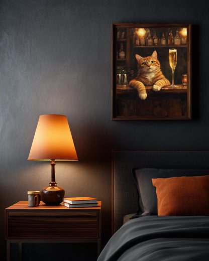 Ginger Cat Champagne Bar Framed Canvas Art — view 10 of 20