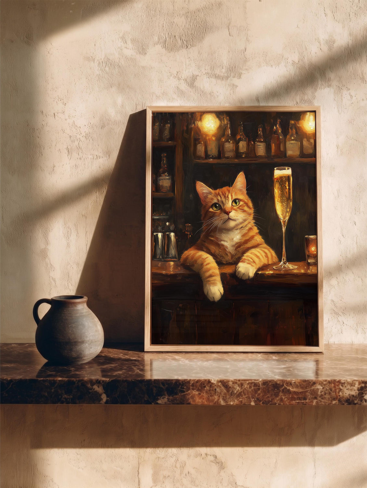 Ginger Cat Champagne Bar Framed Canvas Art — view 15 of 20