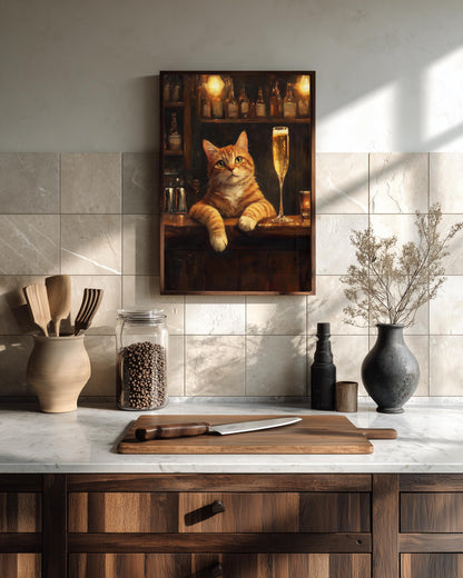 Ginger Cat Champagne Bar Framed Canvas Art — view 12 of 20