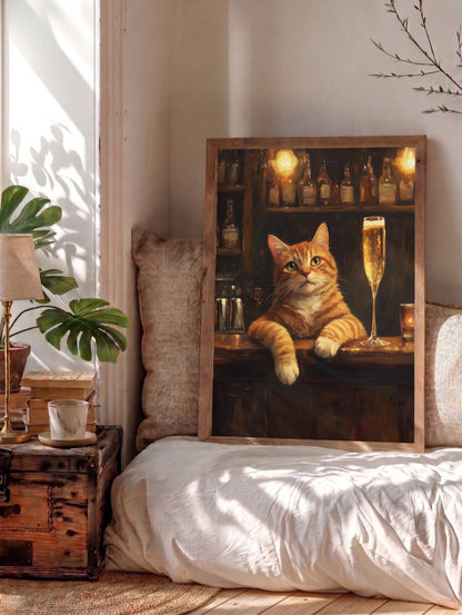 Ginger Cat Champagne Bar Framed Canvas Art — view 13 of 20