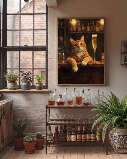 Ginger Cat Champagne Bar Framed Canvas Art — view 6 of 20