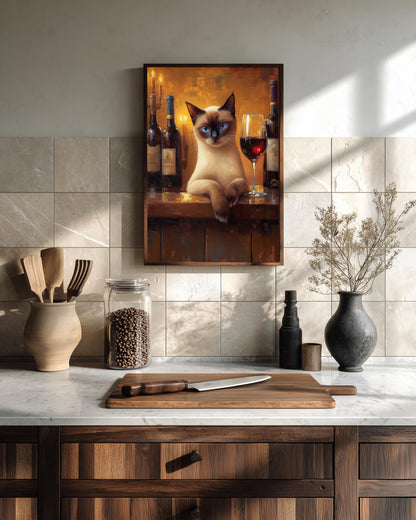 Siamese Cat Wine Art — view 11 of 20