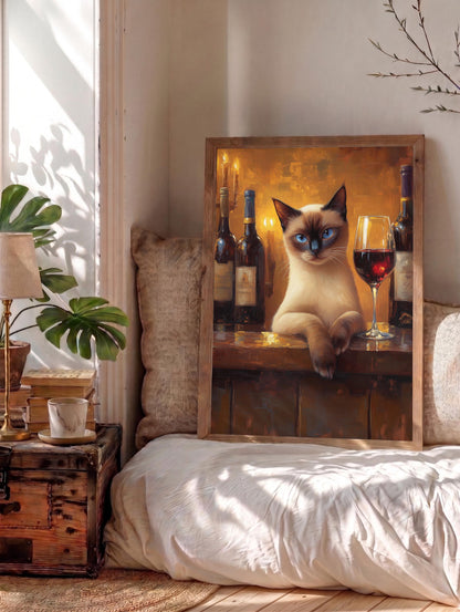 Siamese Cat Wine Art — view 7 of 20