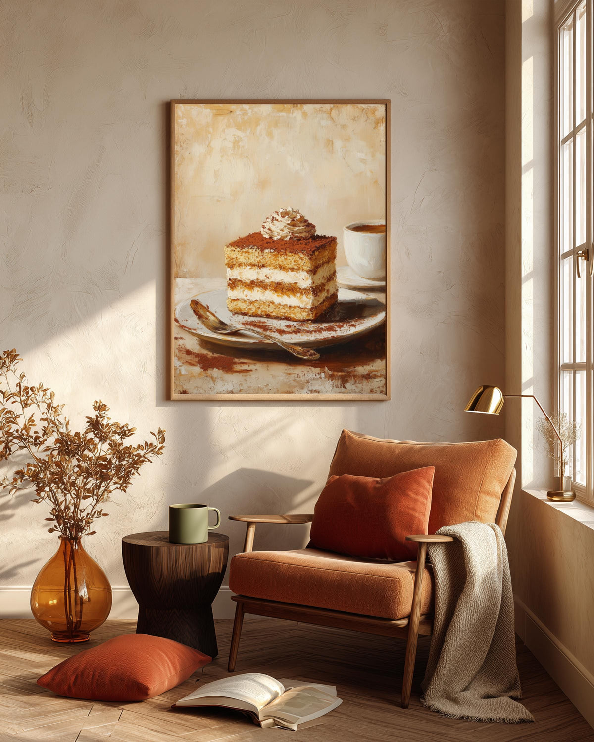Italian kitchen framed canvas in a handmade solid wood frame, ready to hang
