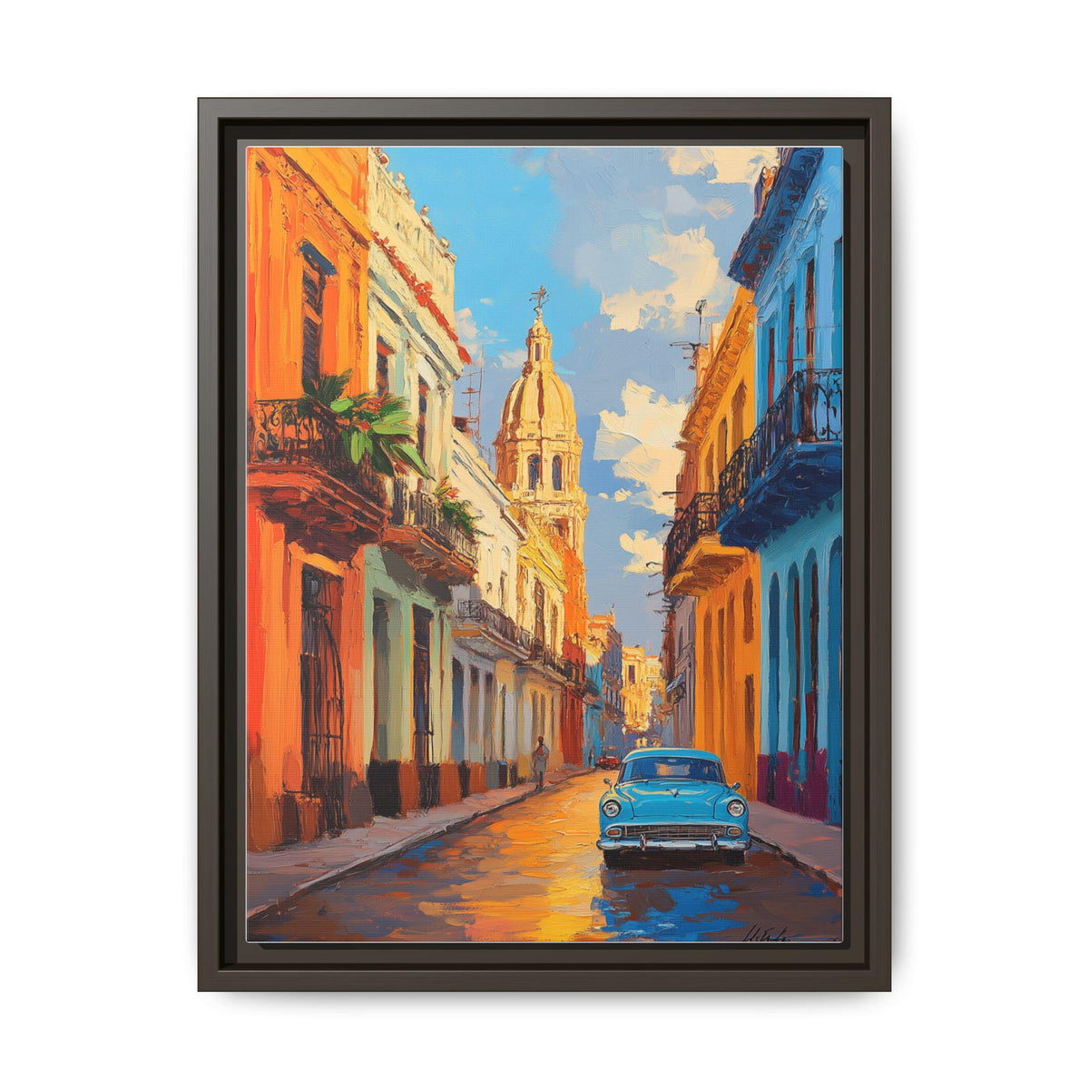 Havana wall art framed canvas print in an espresso wood frame