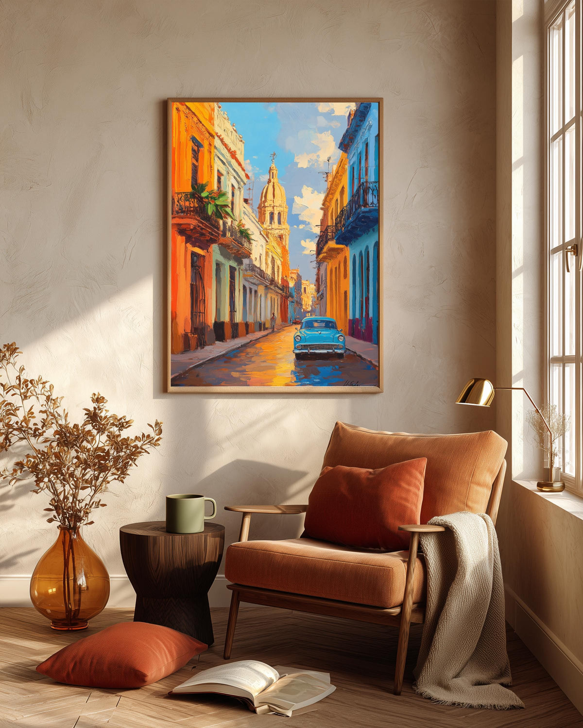 Havana framed canvas printed on cotton and hand-framed in solid wood