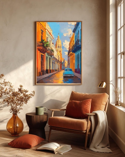 Havana framed canvas printed on cotton and hand-framed in solid wood