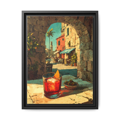 Negroni art framed canvas print in a black wood frame