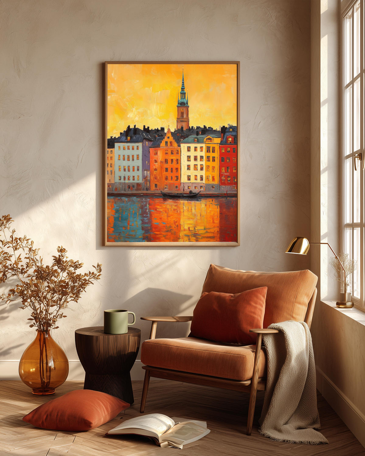 Stockholm framed canvas in a handmade solid wood frame, ready to hang