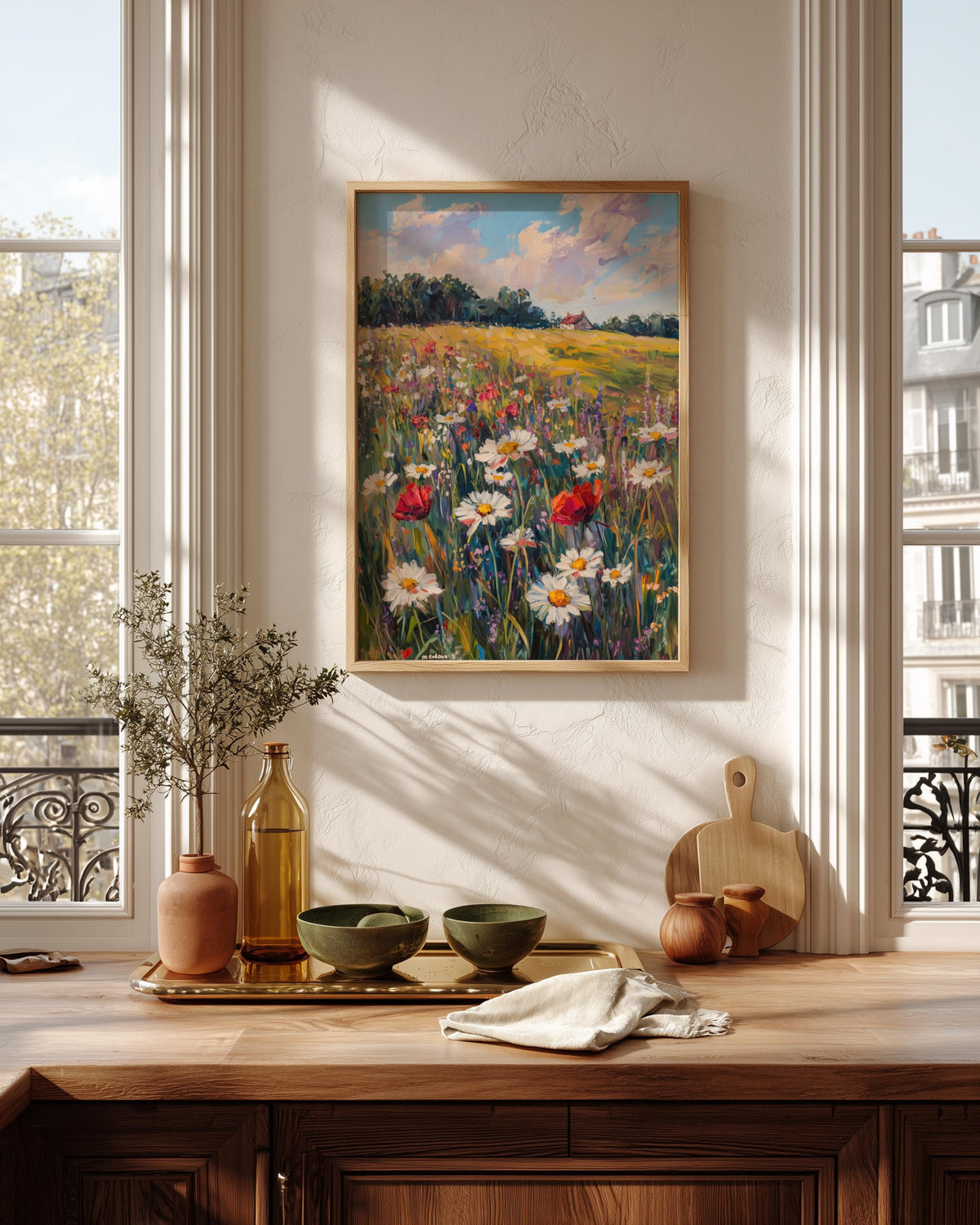 Floral oil-painting style art on cotton canvas, made to order in seven sizes