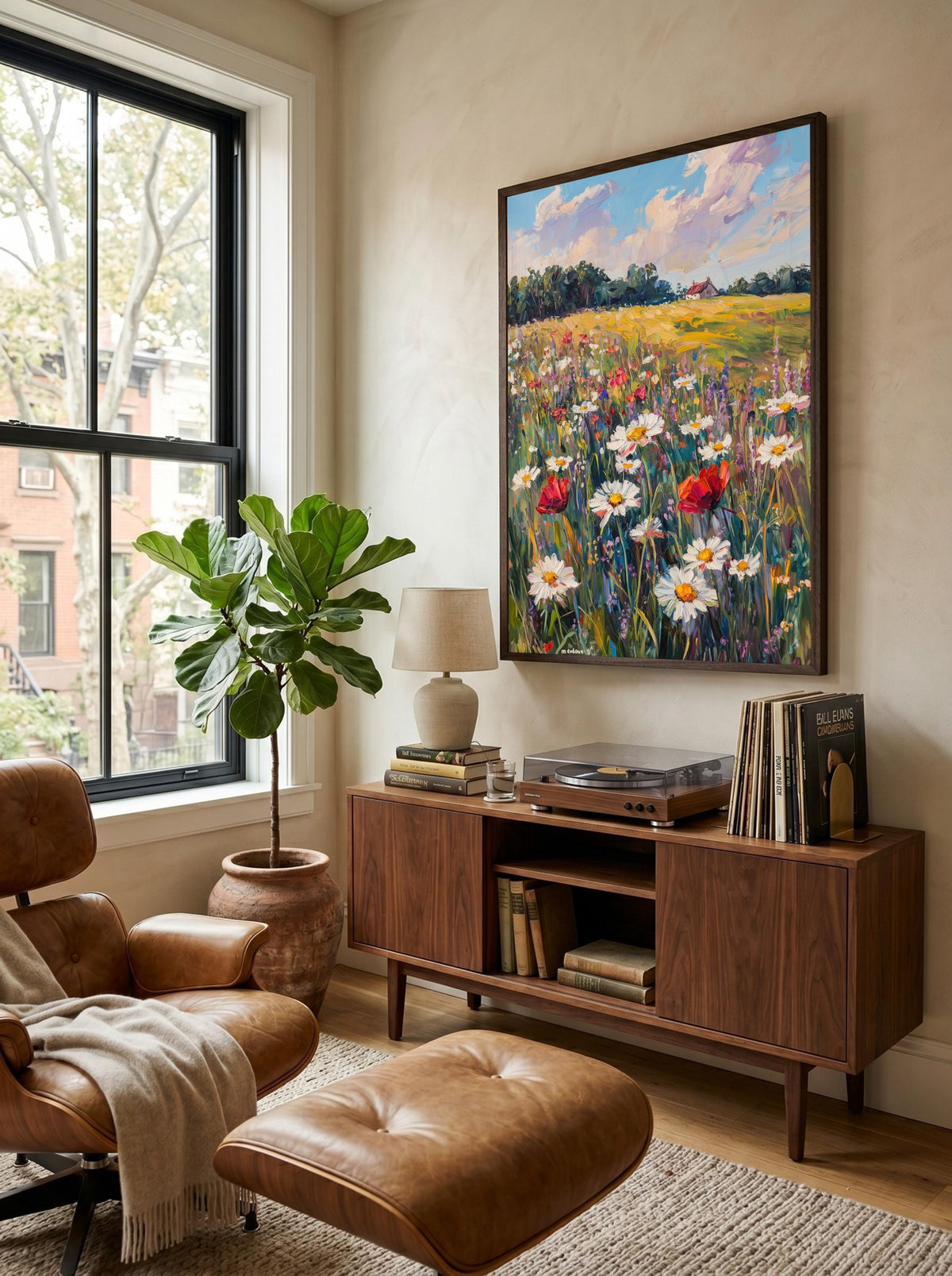 Wildflower Meadow Oil Painting Framed Canvas — view 15 of 19