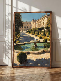 Versailles wall art: a baroque stone fountain anchoring the sunlit French parterre