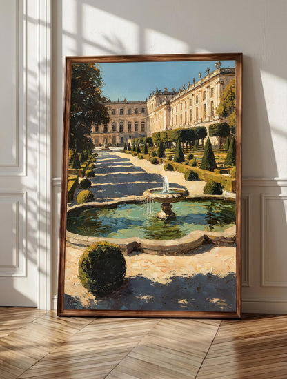 Versailles wall art: a baroque stone fountain anchoring the sunlit French parterre