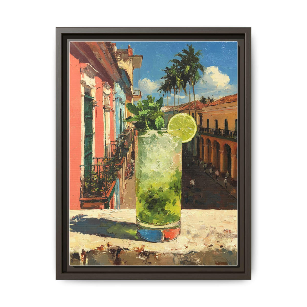 Mojito wall art framed canvas print in an espresso wood frame
