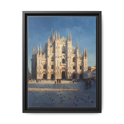 Duomo wall art framed canvas print in a black wood frame