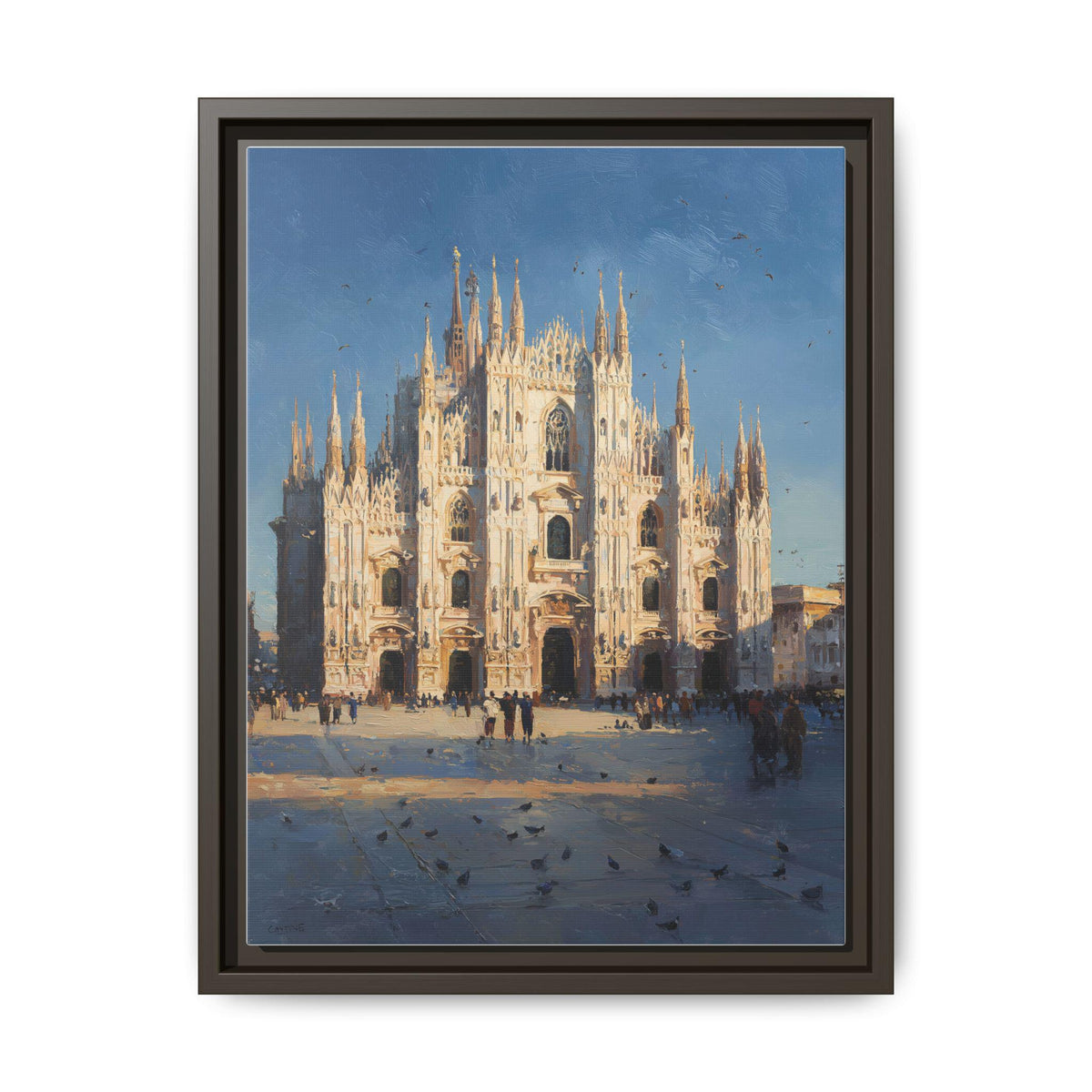 Duomo wall art framed canvas print in an espresso wood frame