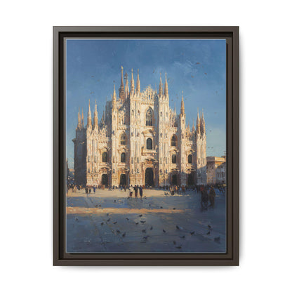 Duomo wall art framed canvas print in an espresso wood frame
