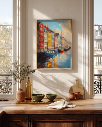 Copenhagen framed canvas printed on cotton canvas, ready to hang