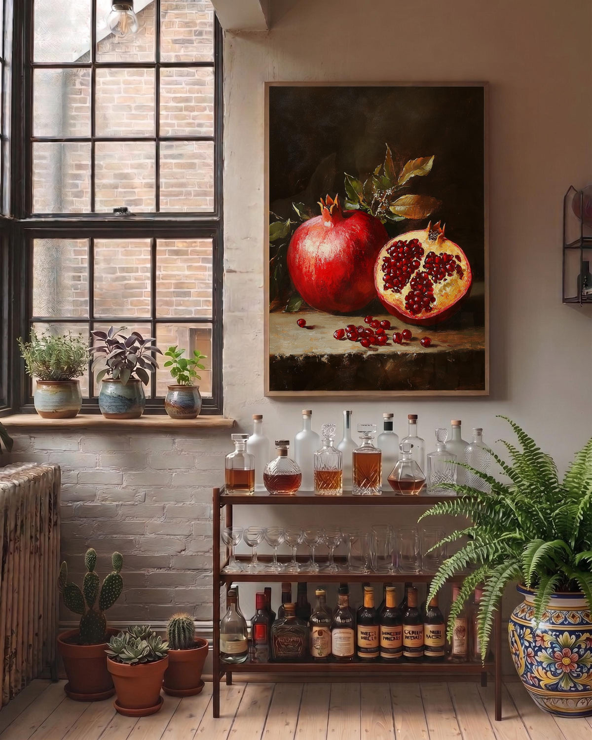 Oil-painting style fruit still life on cotton canvas, made to order