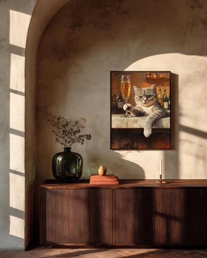 Champagne Cat Art Framed Canvas — view 11 of 19